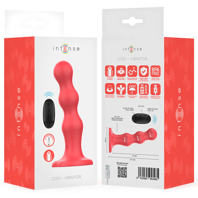 INTENSE - CODY VIBRATOR MED SUGKOPP RÖD FJÄRRKONTROLL
