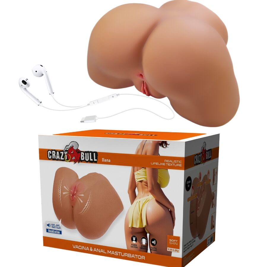 CRAZY BULL - ILANA REALISTIC FEMALE BUTT VIBRATOR AND SUCKER WITH SOUND 6.8 KG