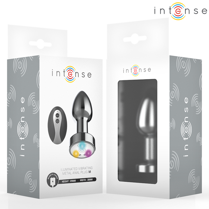 INTENSE - VIBRATING METAL ANAL PLUG WITH LED LIGHTS AND REMOTE CONTROL - SIZE M