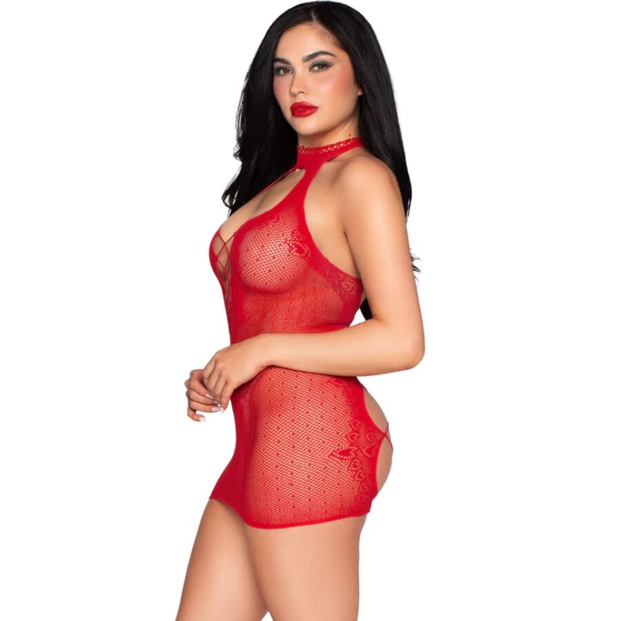 LEG AVENUE - 81675 HALTER MINIKLÄNNING RÖD - ONE SIZE