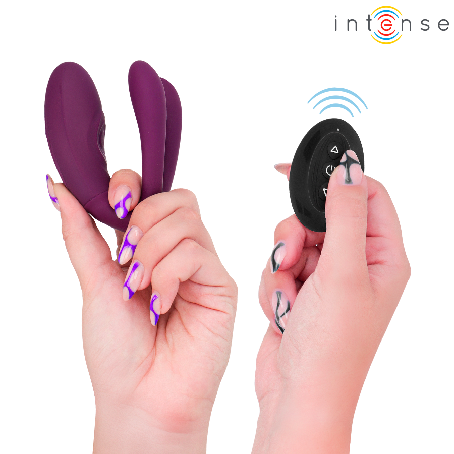 INTENSE - SANDRA naputus- ja värinätoiminnolla varustettu klipsistimulaattori kauko-ohjauksella