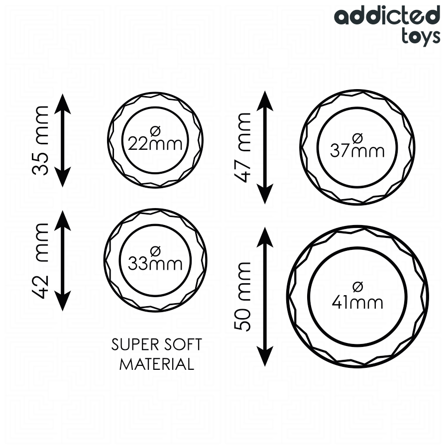 ADDICTED TOYS - Teksturoitu penisrengassarja 4 kokoa