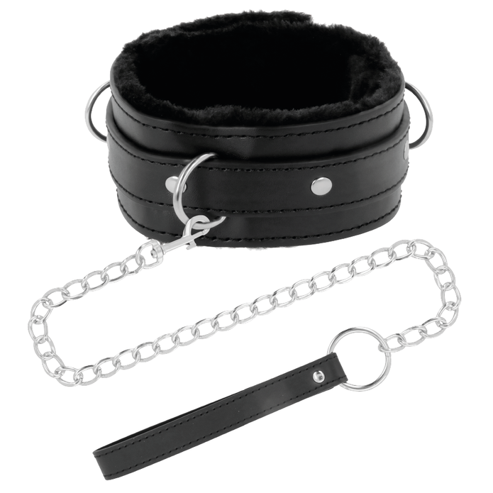 MÖRKER – BEKVÄMT HALSBAND MED LÄDERKEDJA FÖR HÅLLNINGEN