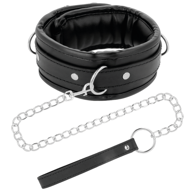 MÖRKES - MJUKT HALSBAND I LÄDER MED KEDJA