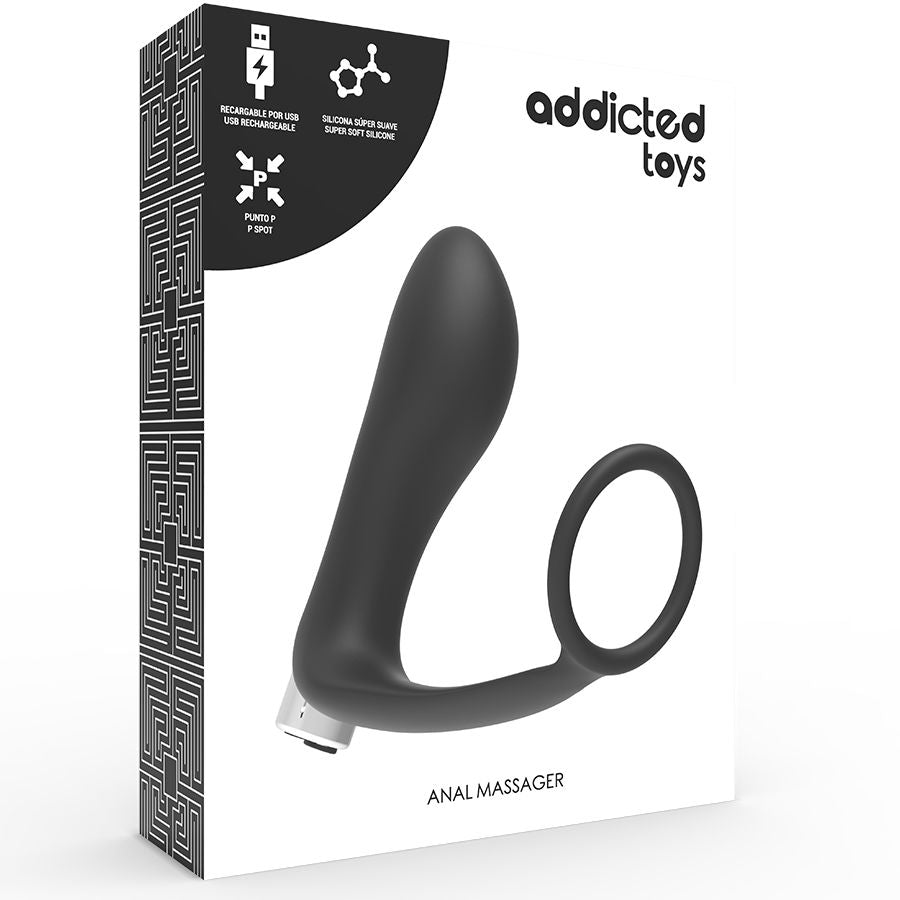 ADDICTED TOYS - PROSTATAVIBRATOR UPPLADDNINGSBAR MODELL 1 - SVART