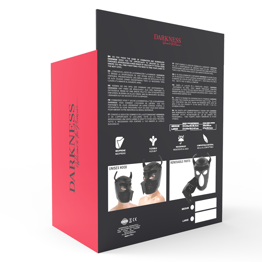 DARKNESS - Neopreeninen koiramaski irrotettavalla kuonolla, koko L