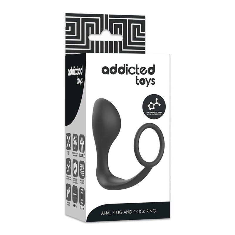 ADDICTED TOYS - Anaalitappi mustalla silikonirenkaalla